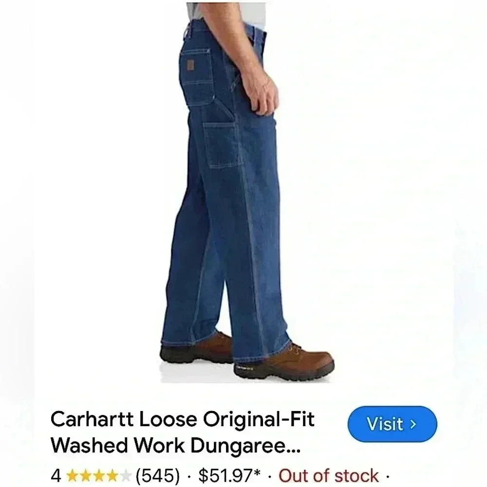 New Carhartt Original Work Dungarees B13 Loose Fit Dead Stock Utility 42 x 34 - Picture 11 of 11